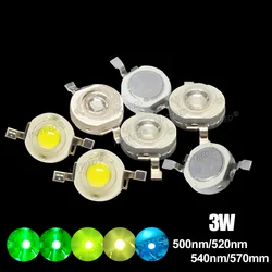 10-50pcs LED 3W Ice Blue Cyan 500nm Green 520nm Deep Green 540nm Grass Green 570nm High Power LED Lamp Chip 45mil 3.2-3.6V 700mA