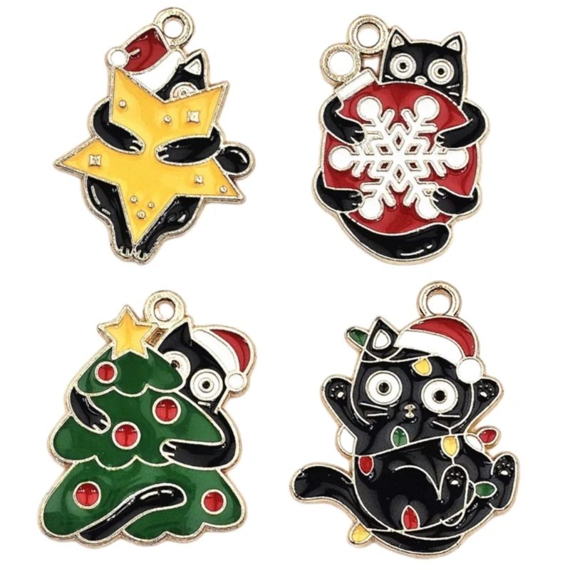 Pack of 20 Christmas Jewelry Charm Cats Pendants for Keychain Crafting Holiday Necklace and Bracelet Crafting Components