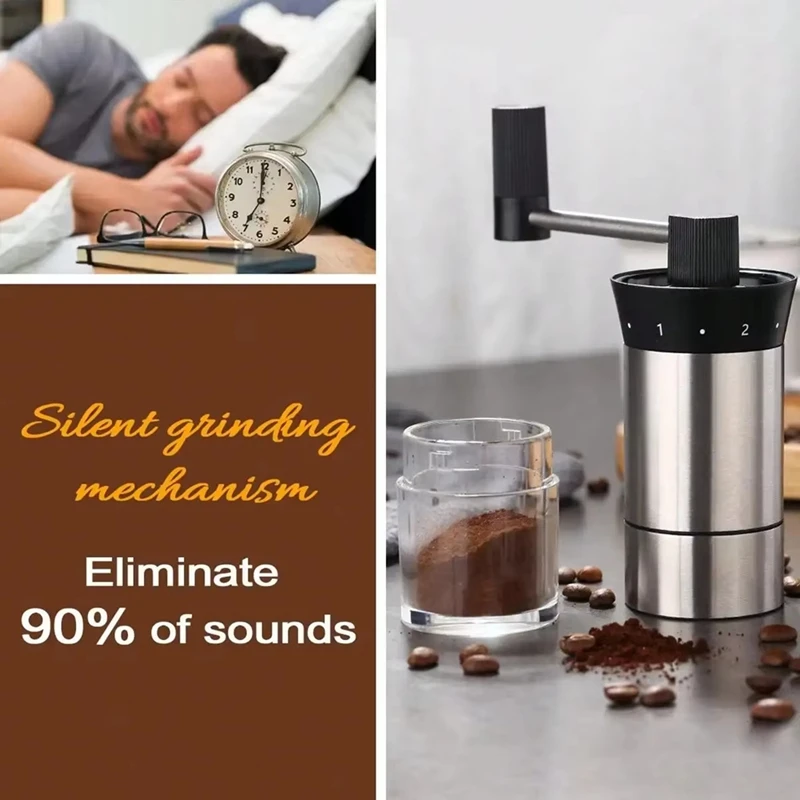 ABDJ-เครื่องบดกาแฟสแตนเลสแบบแมนนวล-เครื่องบดมือหมุนแบบปรับได้สําหรับการต้มเบียร์ที่แม่นยํา, แบบพกพาสําหรับการตั้งแคมป์และการเดินทาง