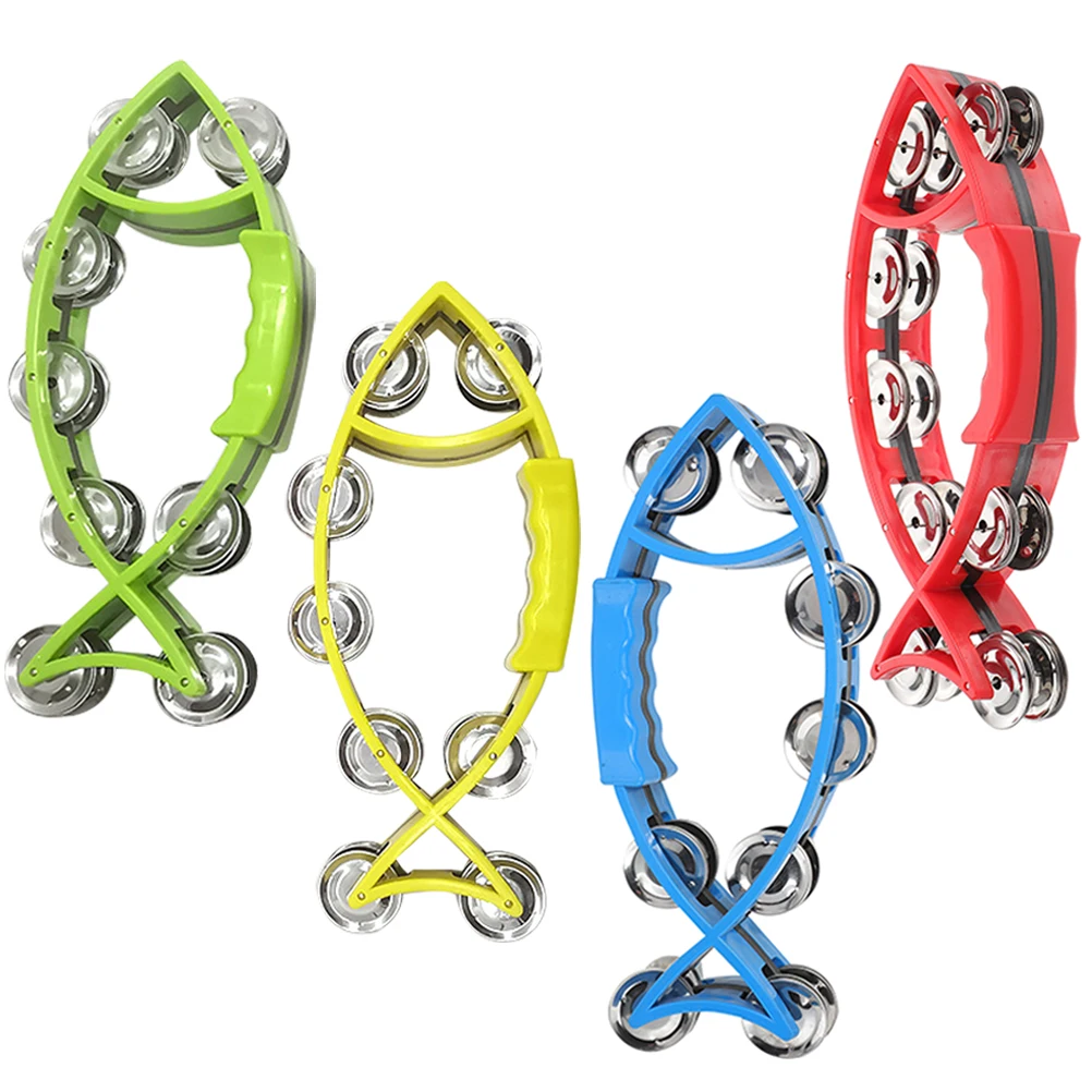 4 Uds. Instrumento Musical de anillo de mano para niños, juguete de percusión para bebés, pandereta portátil para niños puesta en escena