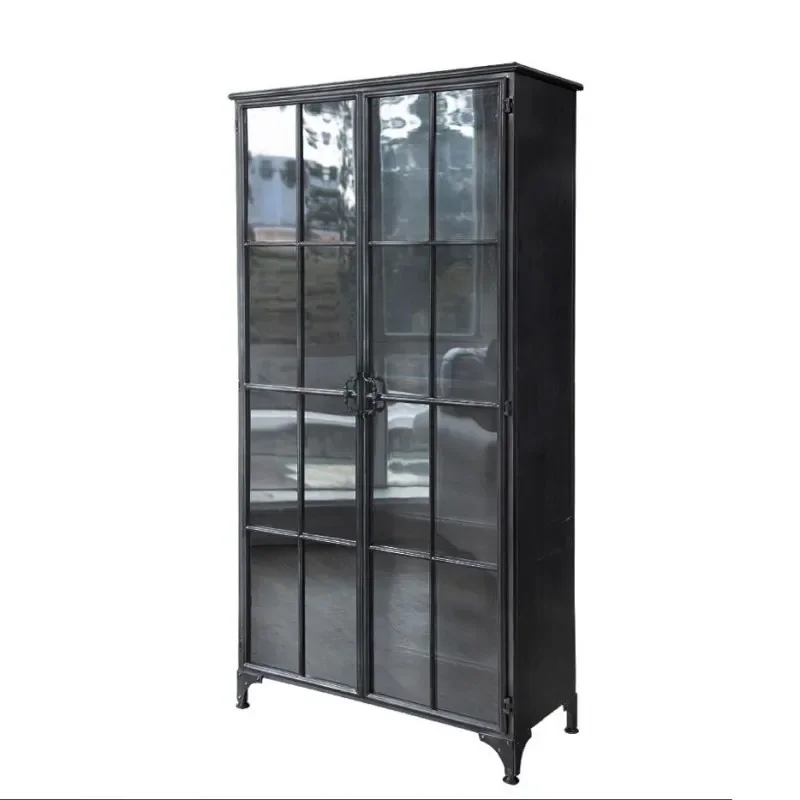 

Ретро лофт старый шкафчик из кованого железа со стеклянной дверью книжный шкаф винный шкаф шкаф для хранения