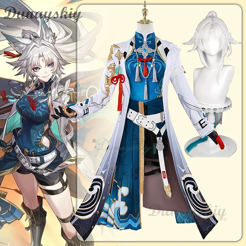 

Honkai Star Rail Feixiao Косплей Парик Пальто Полный комплект аксессуаров Обувь Хэллоуин Карнавал Вечеринка Опора для взрослых