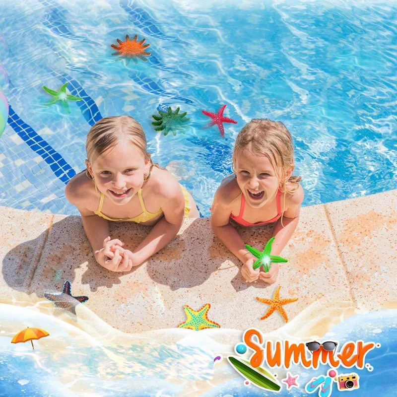 Swimming Underwater Pool Toys For Ages 4-8, 8-12, Summer Beach Colorful Starfish Toys, Dive Throw Toy For Pool