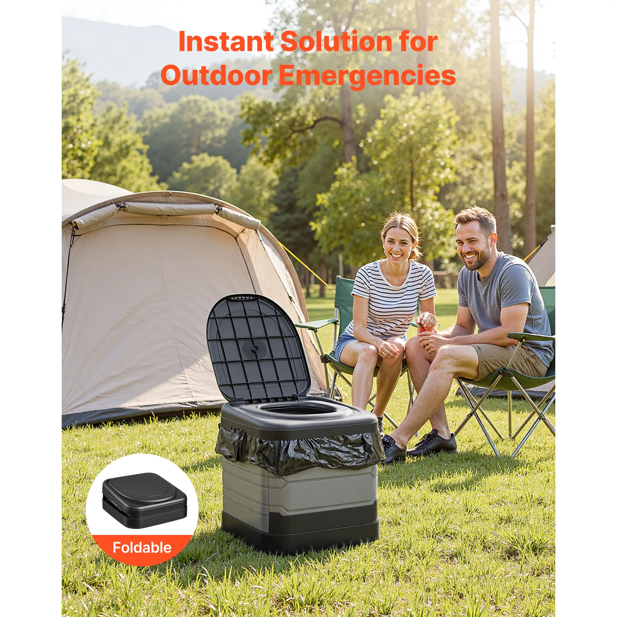 SucceBuy Portable Toilet 330 lbs Folding Camping Toilet with Carry Bag Trash Bags for Adults Home Use RV Camping Hiking Boating