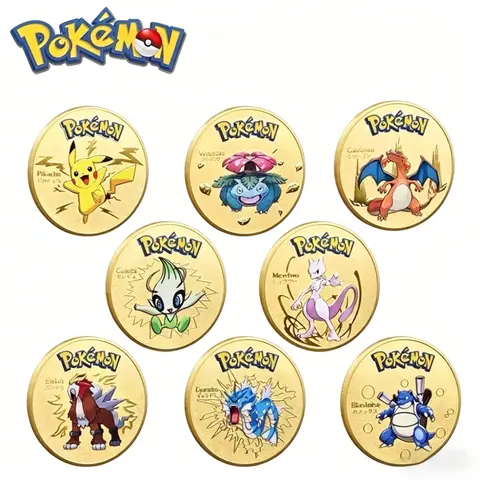 Pokemon commemorative Coin Metal Coins Anime Commemorative Coin Charizard Golden Pokemon Cards Round Metal Coin Birthday Gift