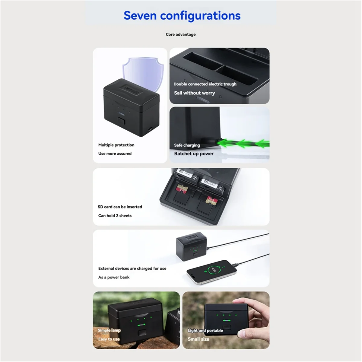 

Чехол для зарядки аккумулятора ABPS для Action 5 Pro/4 поддерживает 2 аккумулятора для Action 5 Pro/4, аксессуары для экшн-камеры