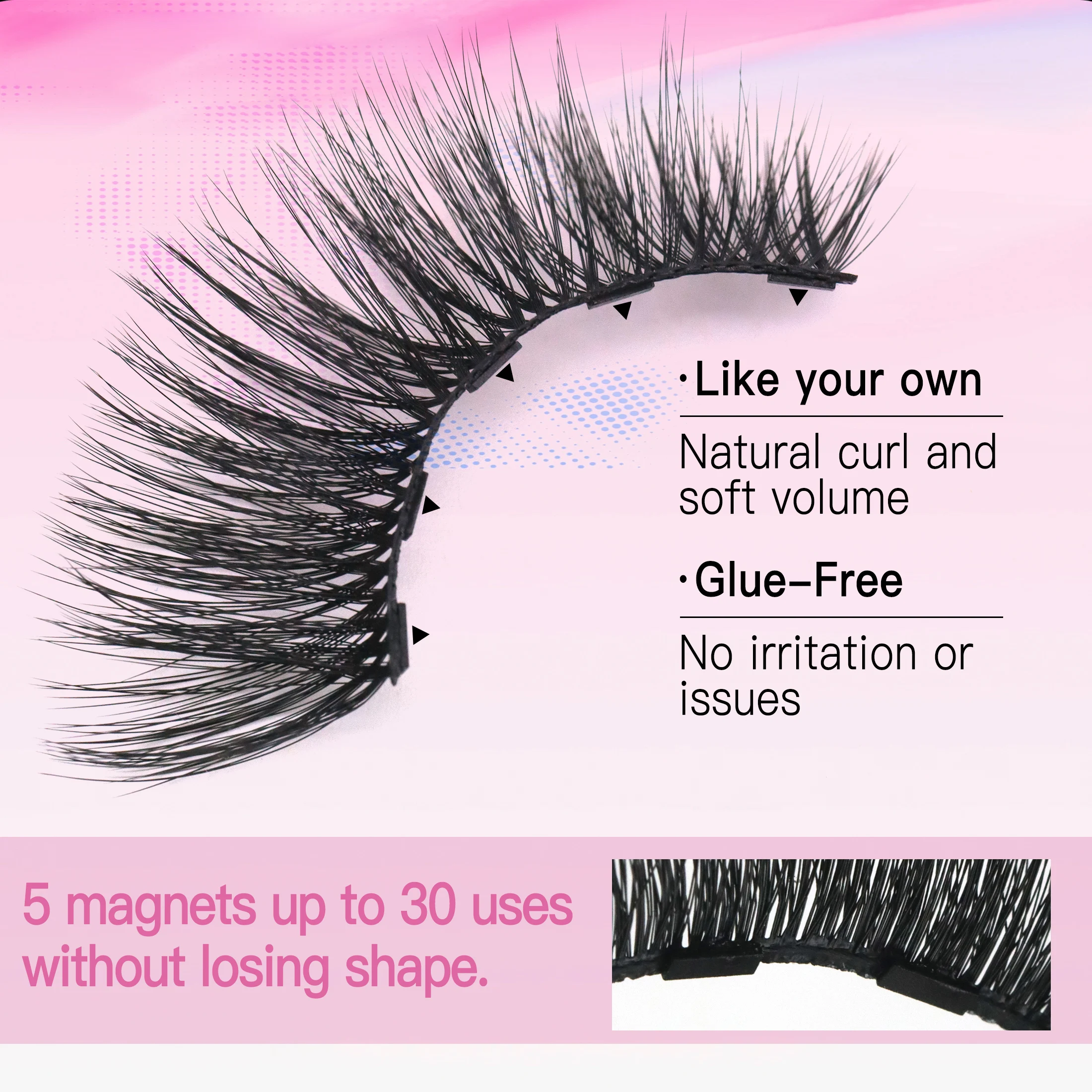 3 أزواج الرموش المغناطيسية كحل الملقط مجموعة ثلاثية الأبعاد رموش بالمنك الطبيعية الاصطناعي الرموش الصناعية رقيق حجم Wispy #4