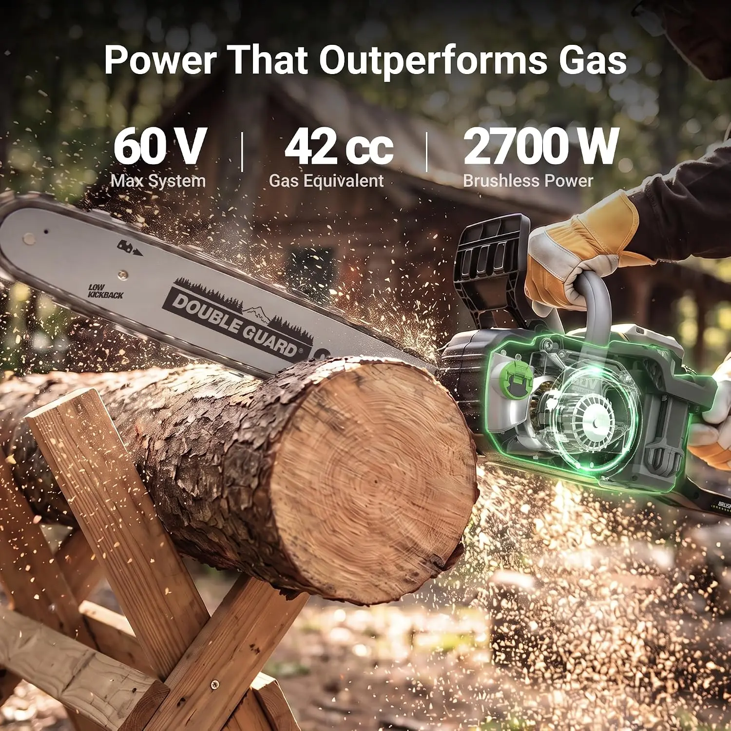 Cordless Electric Chainsaw, 60V, 18-Inch and 16-Inch, 5.0Ah Battery, Brushless Motor, Auto-Oiler