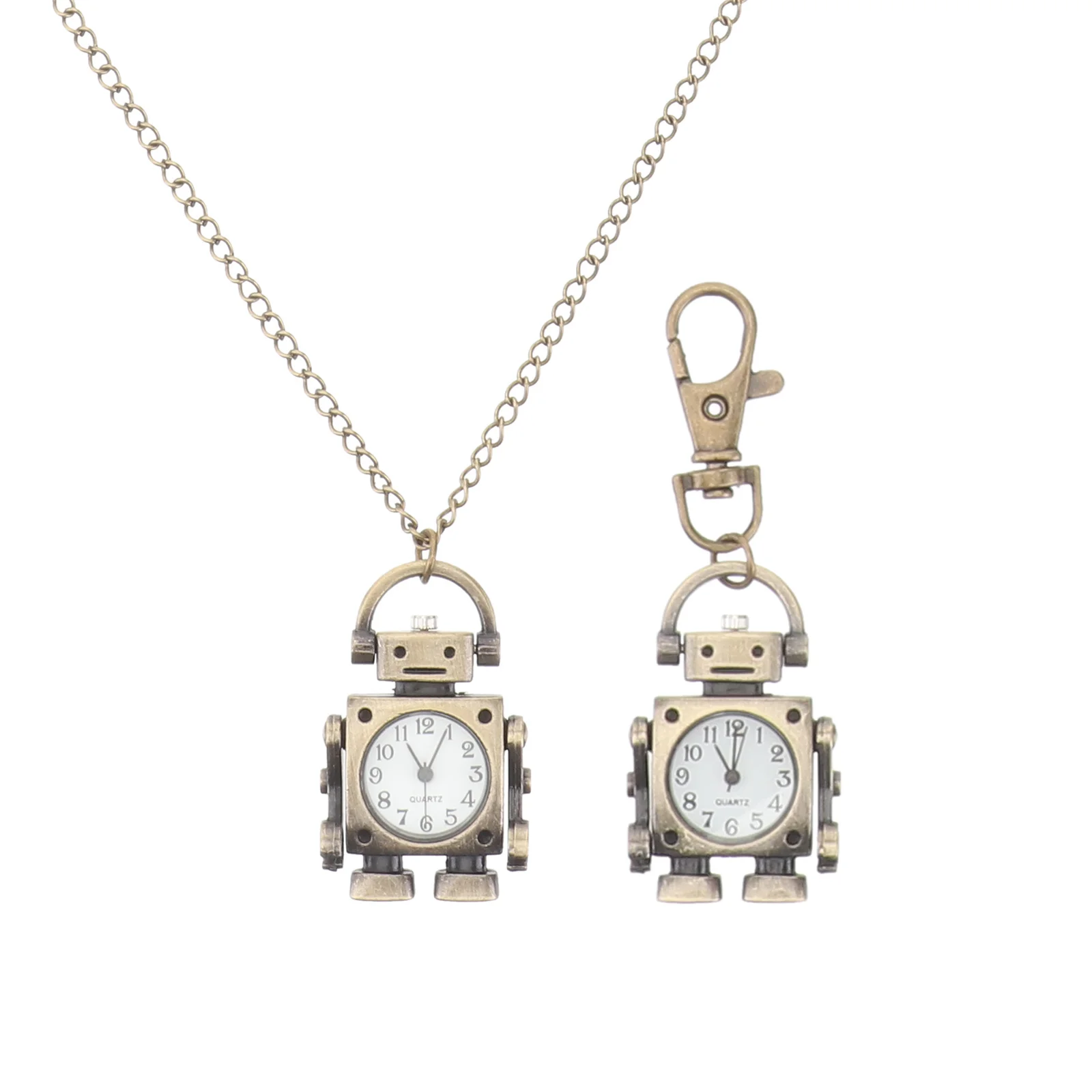

1Set Vintage Robot Clock Pendant Keychain Creative Pocket Watch Key Ring Unique Gift Clock Pendant Keychain Retro Key Chain