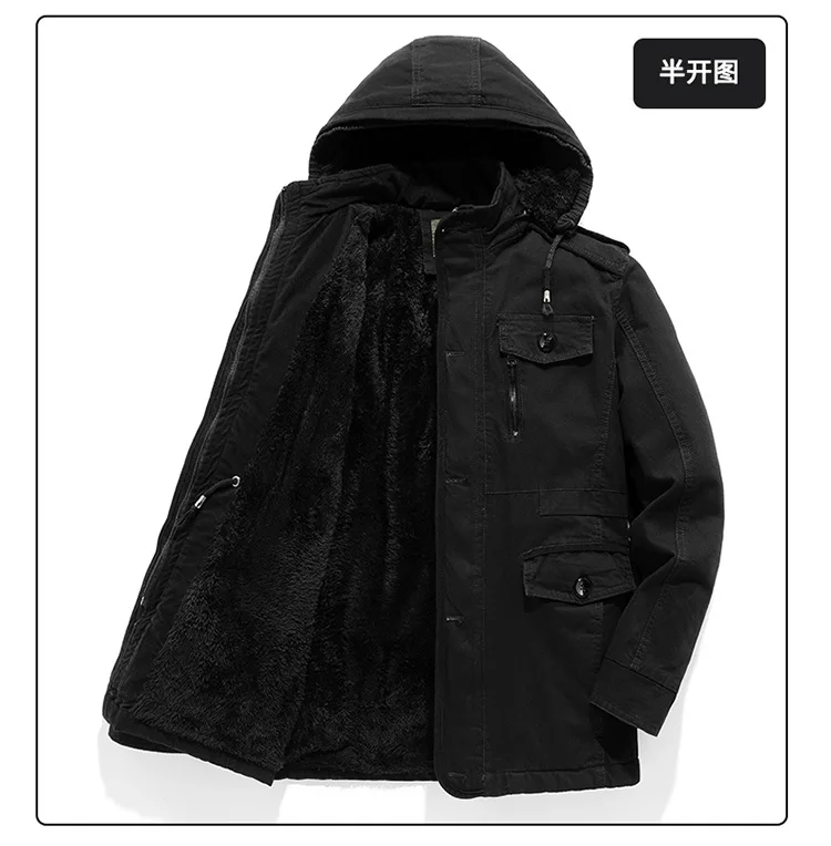 Outerwear Mens Winter Trend Parkas Middle Aged Pure Cotton Casual Brand Jacket Casual Loose Hooded Versatile Mens Clothing