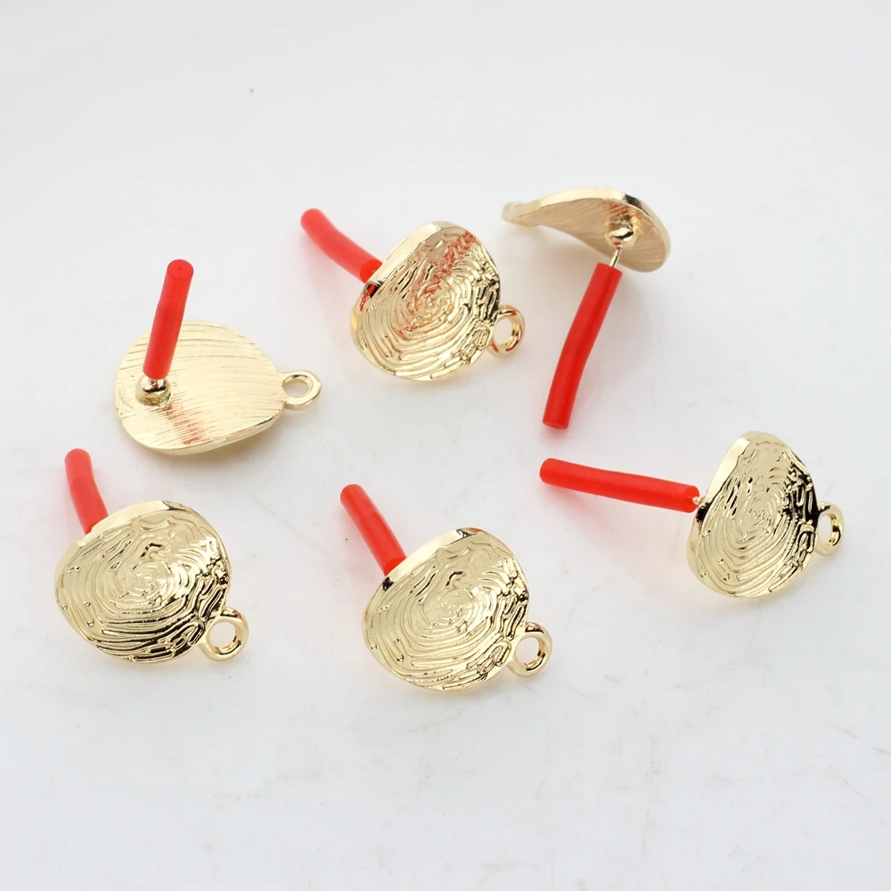 15MM 10pcs/lot Zinc Alloy  Ripple Round Base Earrings Pendant Connector For DIY Fashion Earrings Jewelry Accessories