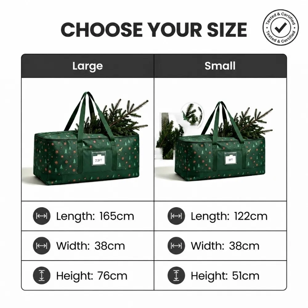 E2 Oxford Cloth Christmas Tree Storage Bag Cartoon Print Large Capacity Christmas Organizer Bag Xmas Storage Bag Lights Wreath