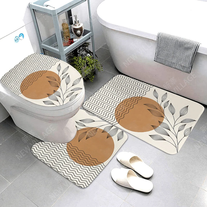 Anti-slip Bath Mat Bathroom Rug Shower Mat Decorative Absorbent Foot Mat Entrance Bathtub toilet rug boho Nordic plant leaf