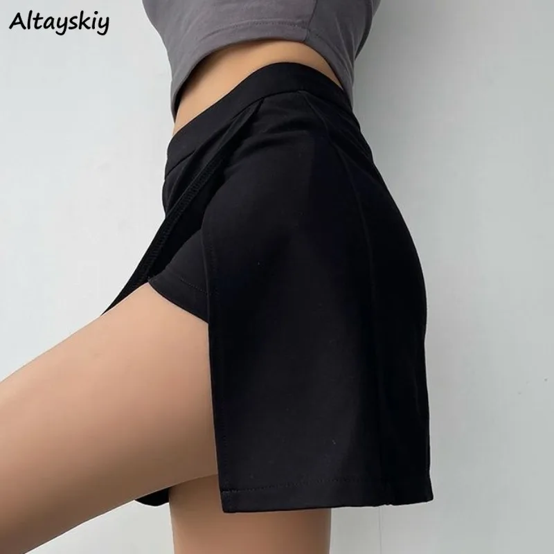 

Asymmetrical Skirts for Women Black Mini Summer Hot Girls High Street Zipper Design Niche Students Clothing A-line Side-slit