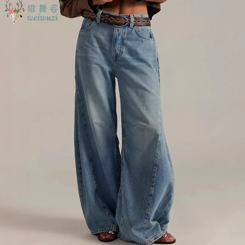 

Джинсы для женщин Y2k Повседневные джинсовые брюки Винтажные уличные мешковатые брюки с высокой талией Широкие джинсовые брюки Джинсы-бойфренды AllSeason