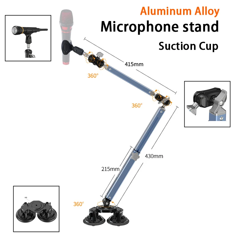 

Регулируемая штанга для микрофона, удлиненная стойка с основанием на присоске, настольная подставка для микрофона, держатель для игрового подкастинга Youtube
