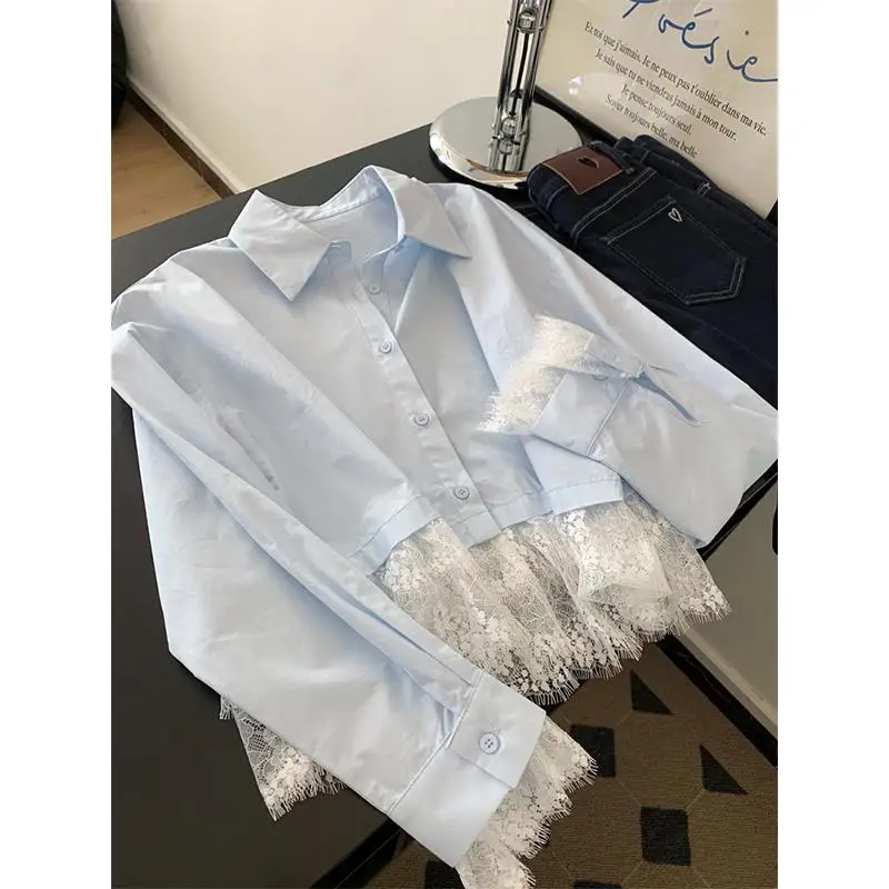 

Ele Blue Ne ort Open Cardigan Women's irt Design Sensation Sweet Sle Loose Fit Long Sve Spring Faion