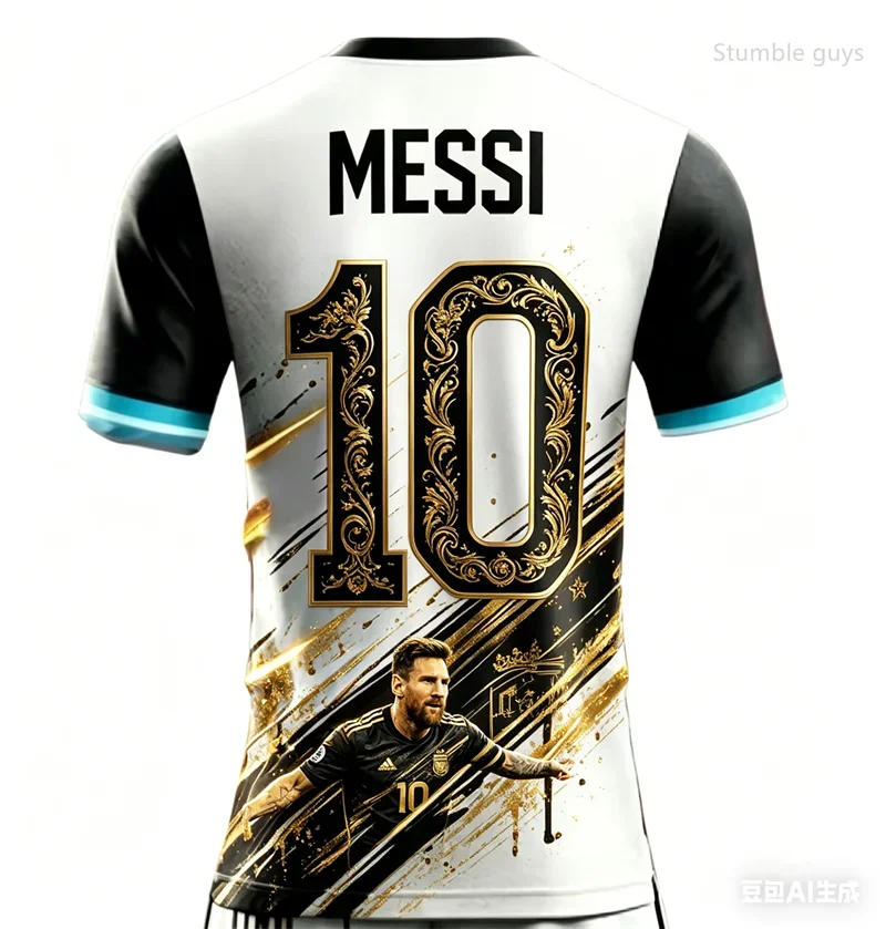 Herren Messi 10 Sommer Kurzarm-T-Shirt Fußball Mode Sportbekleidung Übergroße Streetwear Alltagskleidung Oberteile Kinderbekleidung