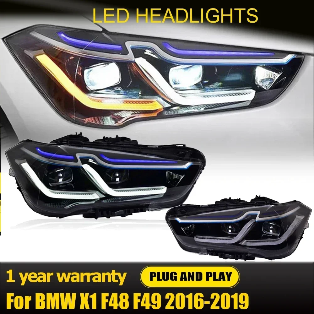 Car Lights For BMW X1 F48 F49 2016 2017 2018 2019 LED Headlight Assembly Bifocal 4 Lens DRL Highlight Signal Lamp Tool Accessory