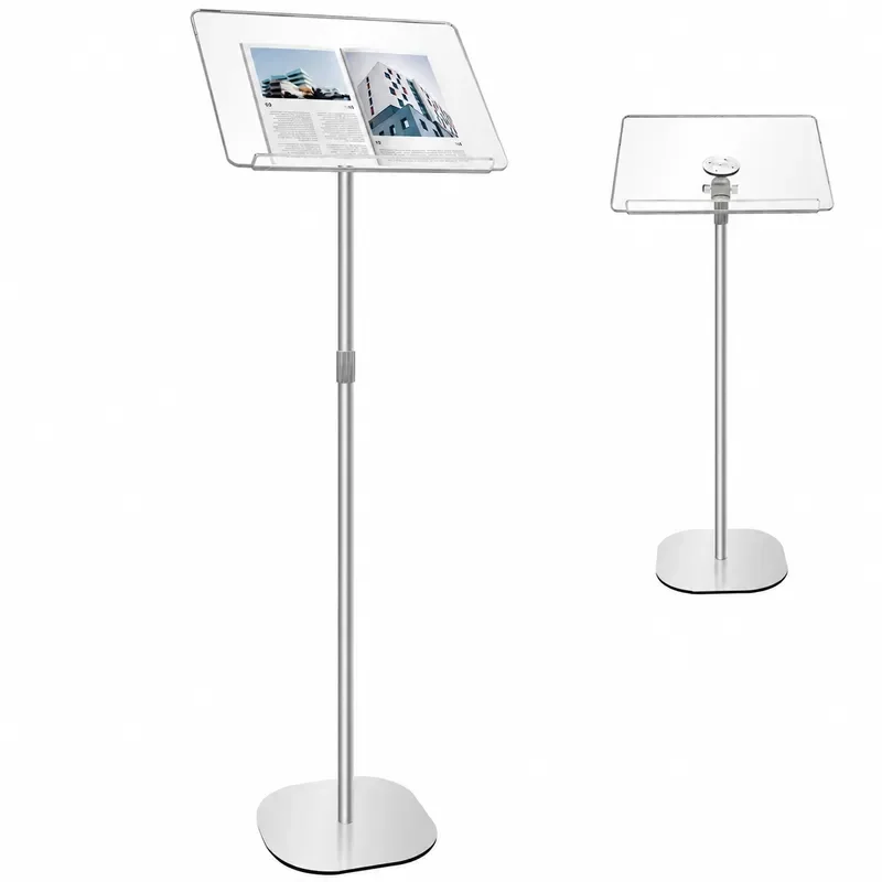 Acrylic Podium with Height Adjustment Transparent Small Lecture Table for Classroom Meeting Wedding Host Speech