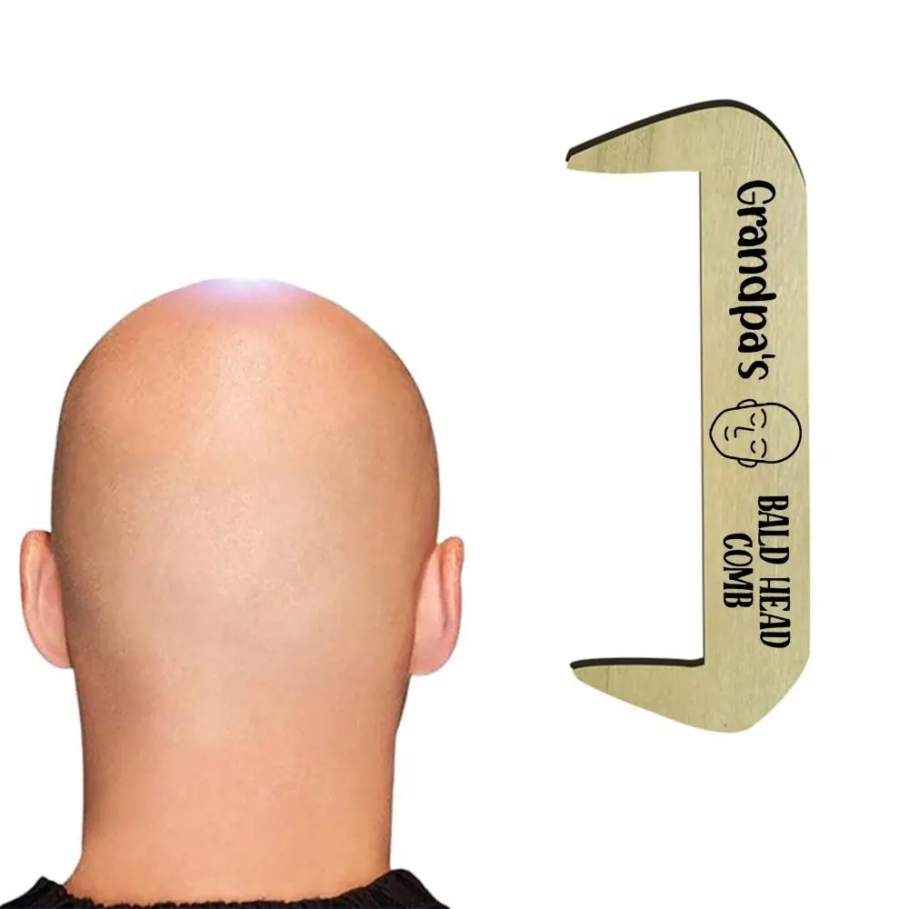 Gift Wooden Gag Gift Comb Toothless Crafts Gag Hairloss Joke Gift Bald Head Comb Thinning Hair