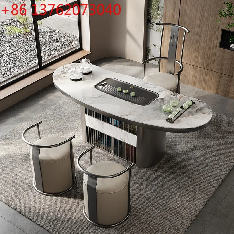 

Light luxury rock slab tea table and chair combination tea table office high-end tea table modern simplicity