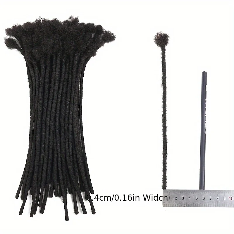 Extensions de dreadlocks faites à la main pour hommes et femmes, extension de cheveux humains, 0.4 vrais cheveux humains, 100% cm, 4-18 po