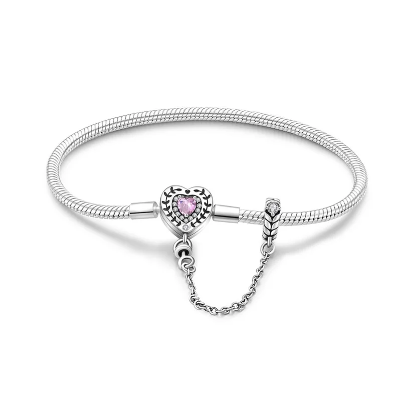 New 925 Sterling Silver 17‑20CM Zirconium Powder Brings Peace To The Heart Olive Leaf Bracelet For Women Fashion Jewelry Gifts
