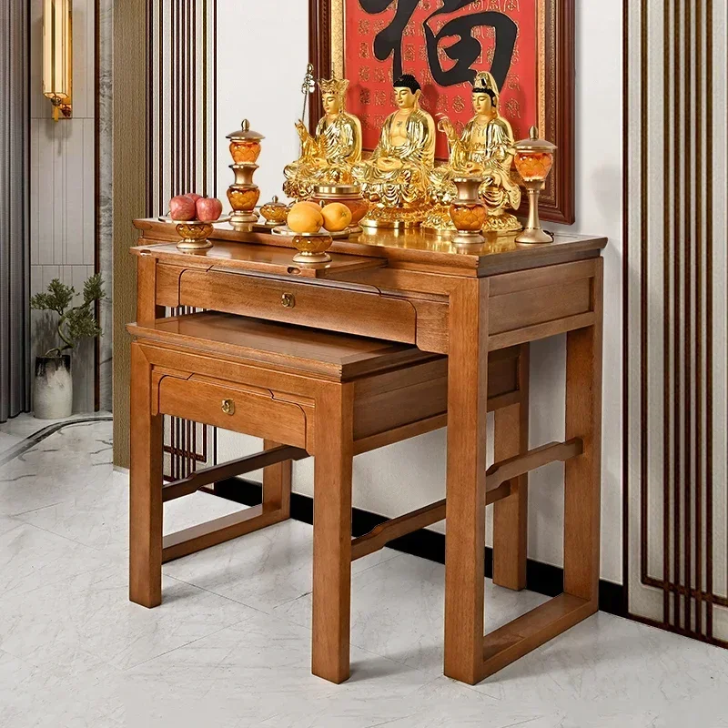 

Solid Wood Altar Incense Burner Table Household Buddha Shrine Altar Buddha Table New Chinese Stripe Desk
