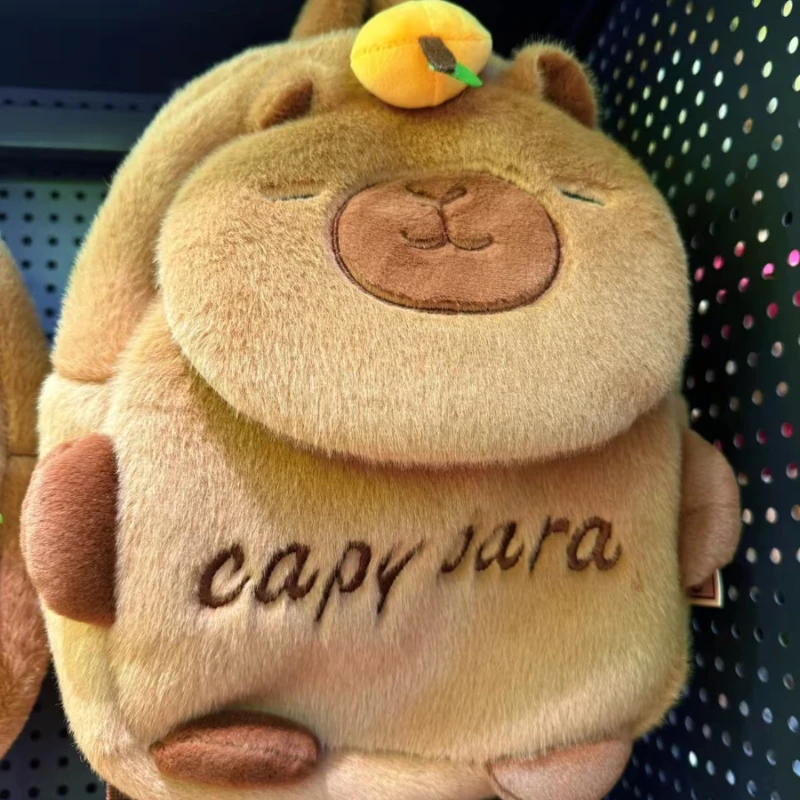 Kawaii Capybara Plüsch Rucksack Große Kapazität Capybara Schultasche Cartoon Orange Tier Umhängetasche Paar Rucksack Tasche Geschenk