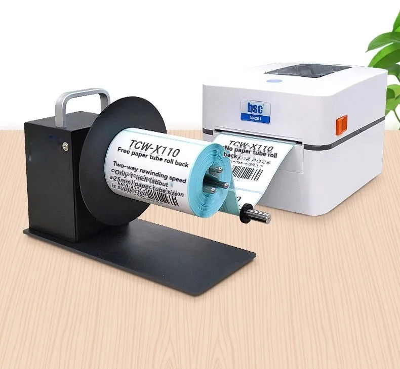 X110 label coreless rewinder Reel Roll barcode label machine Small label rewinder