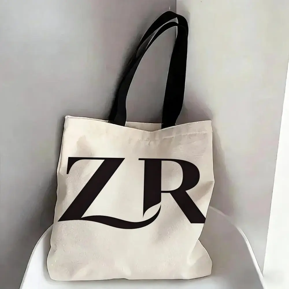 Bolsas de Armazenamento de Moda Z-Zara em Lona com Impressão Dupla Face, Bolsa de Ombro Fashion, Sacola de Compras, Presente, Bolsas Ecológicas