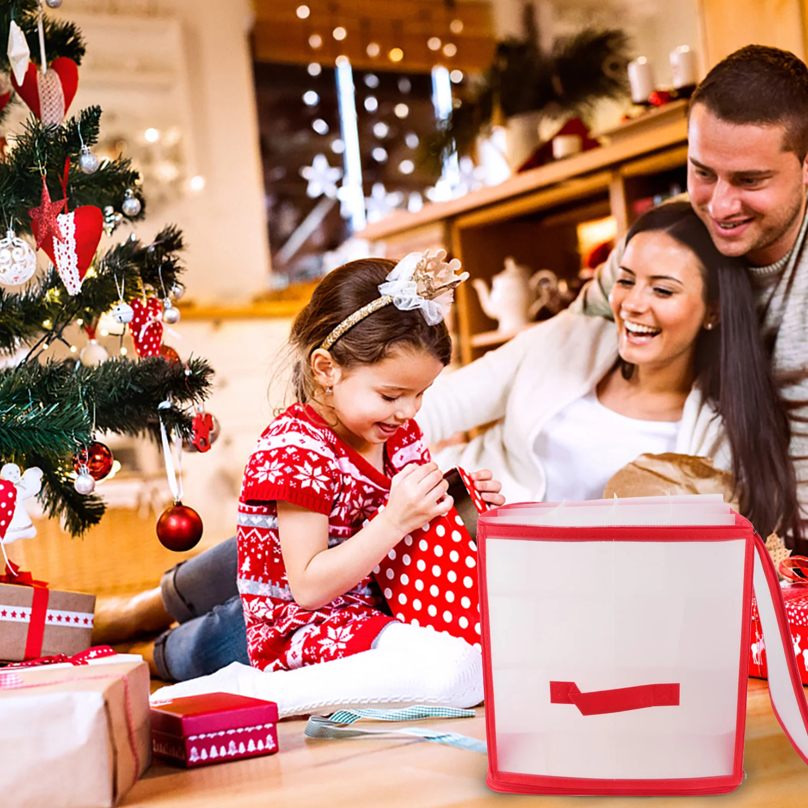 

1Pcs Christmas Storage Box Foldable Storage Case Multi-Layer Gift Holder Christmas Decor Present Box Transparent