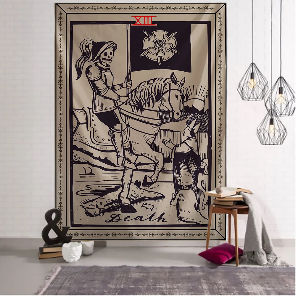 Tarot Card Tapestry Mystic Divination Wall Hanging Medieval Europe Style Tapestries Cloth Home Bedroom Dorm Decor Wall Blanket