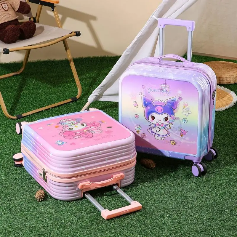 

Sanrios Children's Suitcase Variable Pattern Kittys Kuromi Cartoon Trolley Case Students Cinnamoroll Password Box Boarding Case