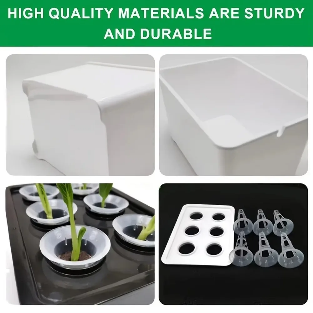 All-Season 6 Holes Hydroponic Grower Kit Plastic Self Watering Nursery Pots Thicken Seedling Pots Growing Box Vegetable Growing