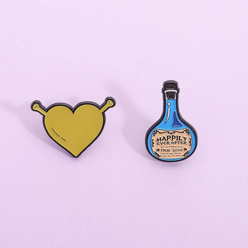 Personalized animated monster love Enamel Pins  Cartoon drifting bottle alloy drip oil brooch Gift Badges Jewelry for Clothes