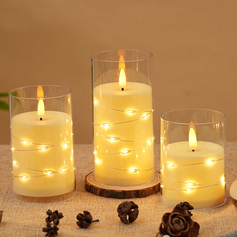 Flameless LED Candles Star String With Battery Camping Room Wedding Party Decoration Atmosphere Realistic Flame Candle Light