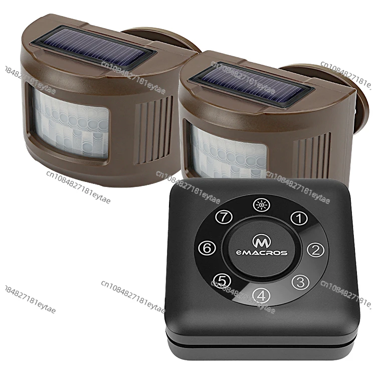 

SMS alert car alarm 1/2 Mile 7-Zone Solar wireless driveway alarm Kit coffee 1 receiver& 2 sensors