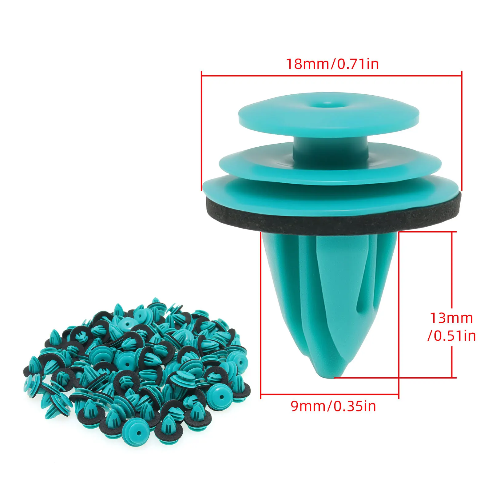 10-300pcs Green Auto Door Panel Clip with Seal Ring Auto Fastener Rivet Bumper Clip Retainer Car Interior Retaining Accessories