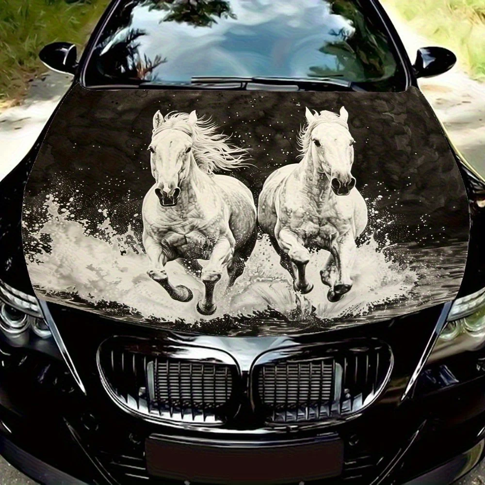 

Белая лошадь в воде, обертка на капот автомобиля, цветная виниловая наклейка, графический капот для грузовика, автоаксессуары, декор, наклейка, подарок, водонепроницаемая и
