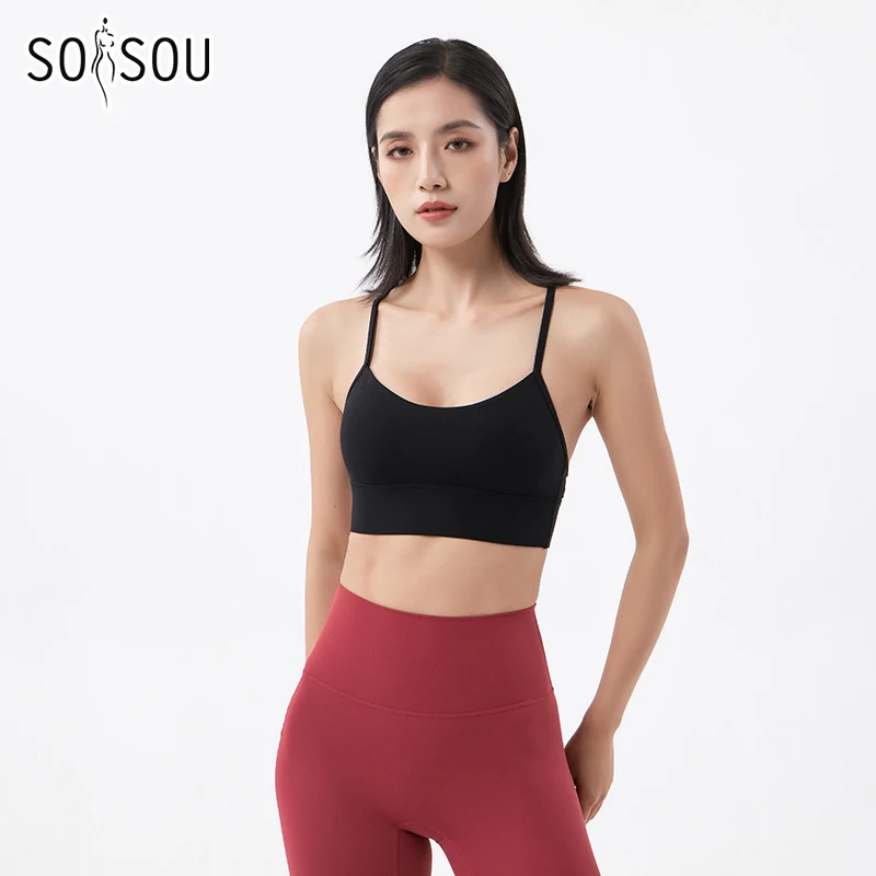 SOISOU New Yoga Set Women's Tracksuit Gym Fitness Set Woman 2 Pieces Sports Bra Leggings Elastic Tight Sportswear Women's Suit