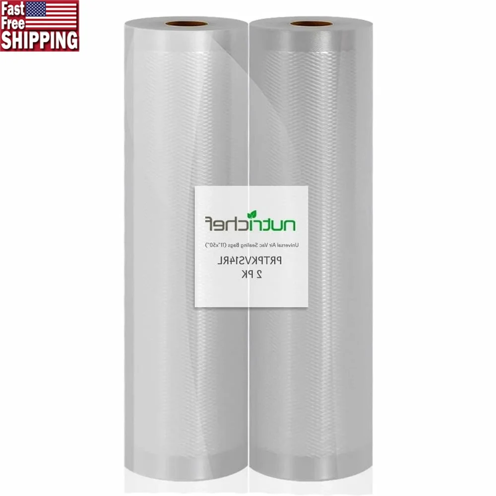

Universal Vacuum Sealer Bags 11 Inch 100 Feet Roll Food Storage Sous Vide Compatible Clear Multi-Ply Nylon Commercial Grade
