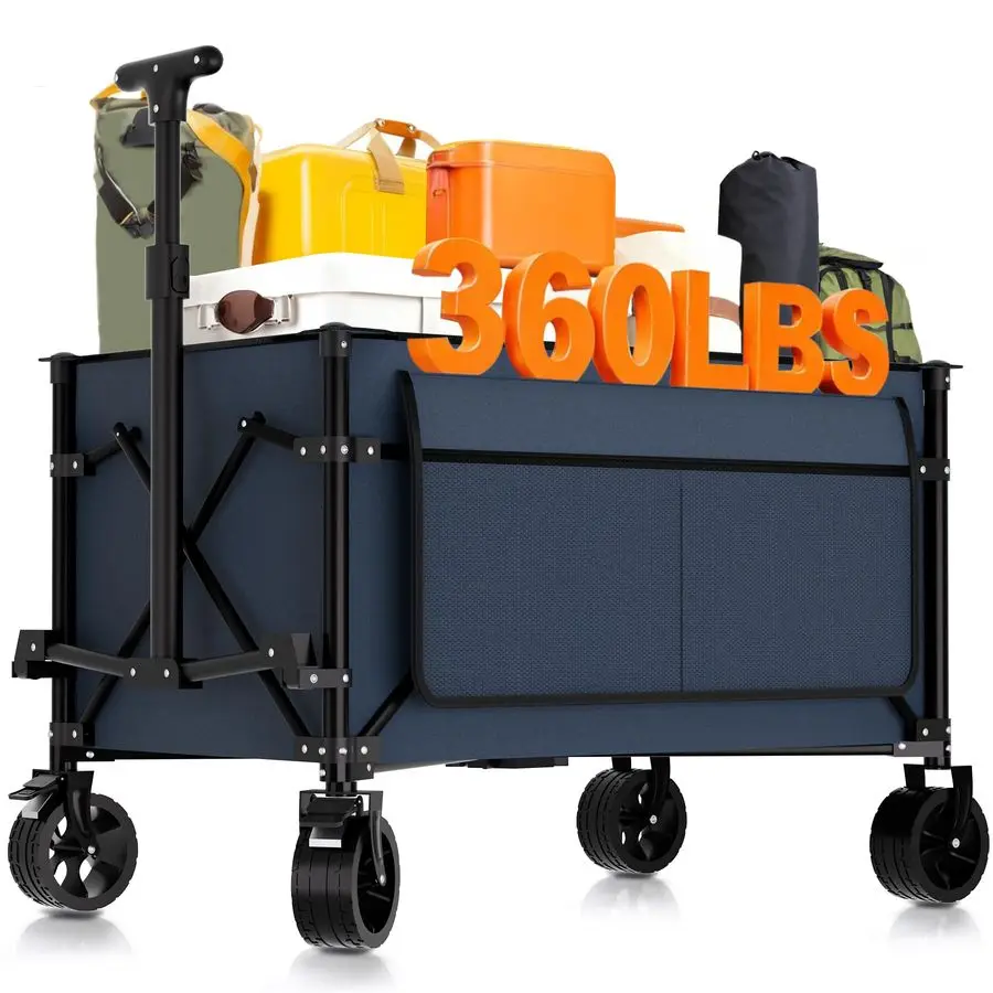 

Collapsible Wagon Carts Foldable 150L amp 360LBS Portable Folding Wagons with AllTerrain Wheels amp Brakes Heavy Duty Outdoor Ut