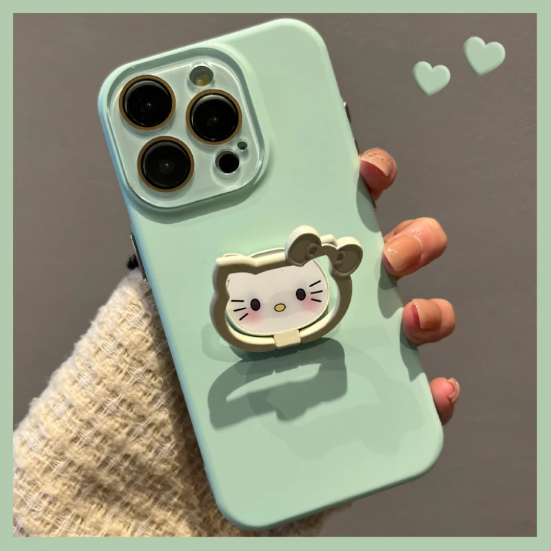 

Liquid Silicone Rubber Feeling Light Cyan Cat Bracket for Apple 15promax Phone Case iPhone 14Pro Cartoon 16 Luxury 13 Anti-fall
