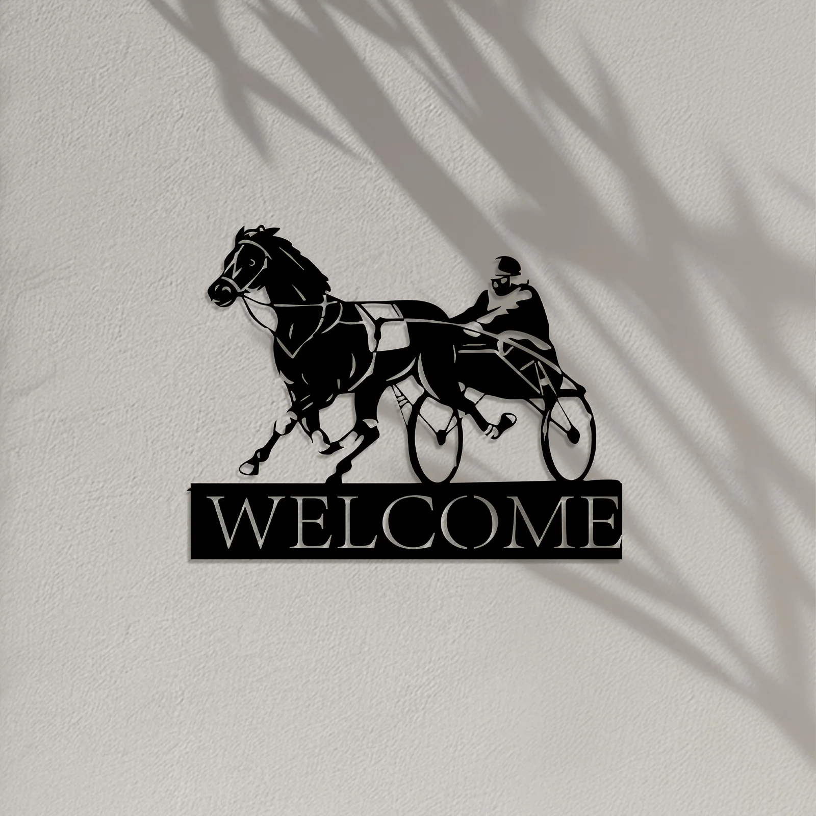1pc Vintage Equestrian Metal Wall Art, Iron Jockey Horse Silhouette Mural, Indoor Outdoor Mounted Home Decor, Horse Racing Gift