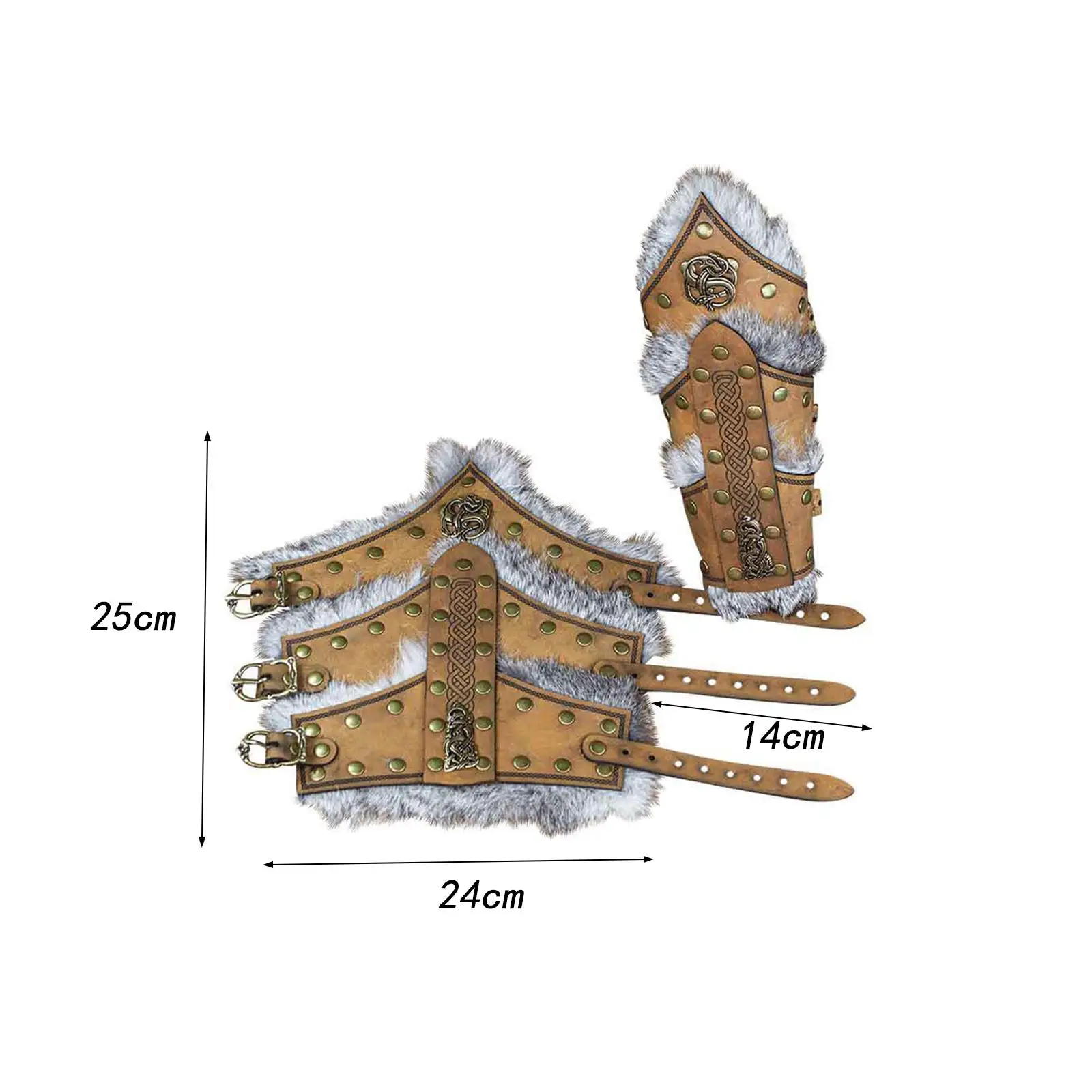 واقيات للذراع من العصور الوسطى من جلد البولي يوريثان، سوار معصم عريض، حزام قابل للتعديل لملحقات المسرح التنكرية #6