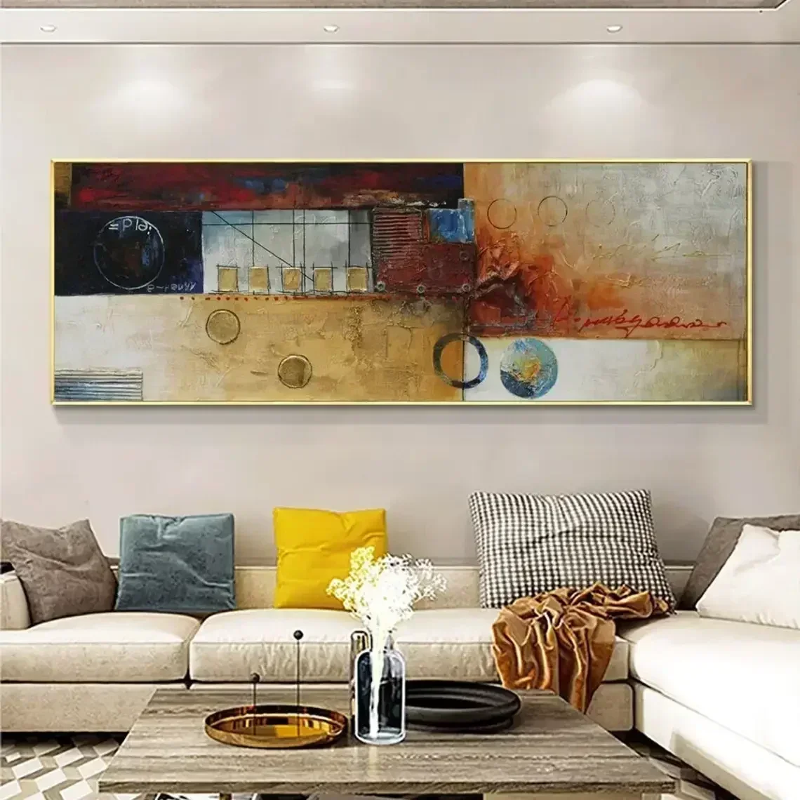 Scandinavian Abstract Wall Art Earth Elements Hand-painted Oil Painting HD Canvas Poster Prints Home Bedroom Living Room Decor