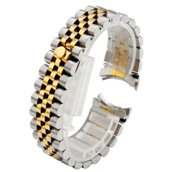 Stainless Steel Strap Accessories Male Strap for Rolex Log Series 20mm Band Wrist Watchband Insurance Folding Buckle