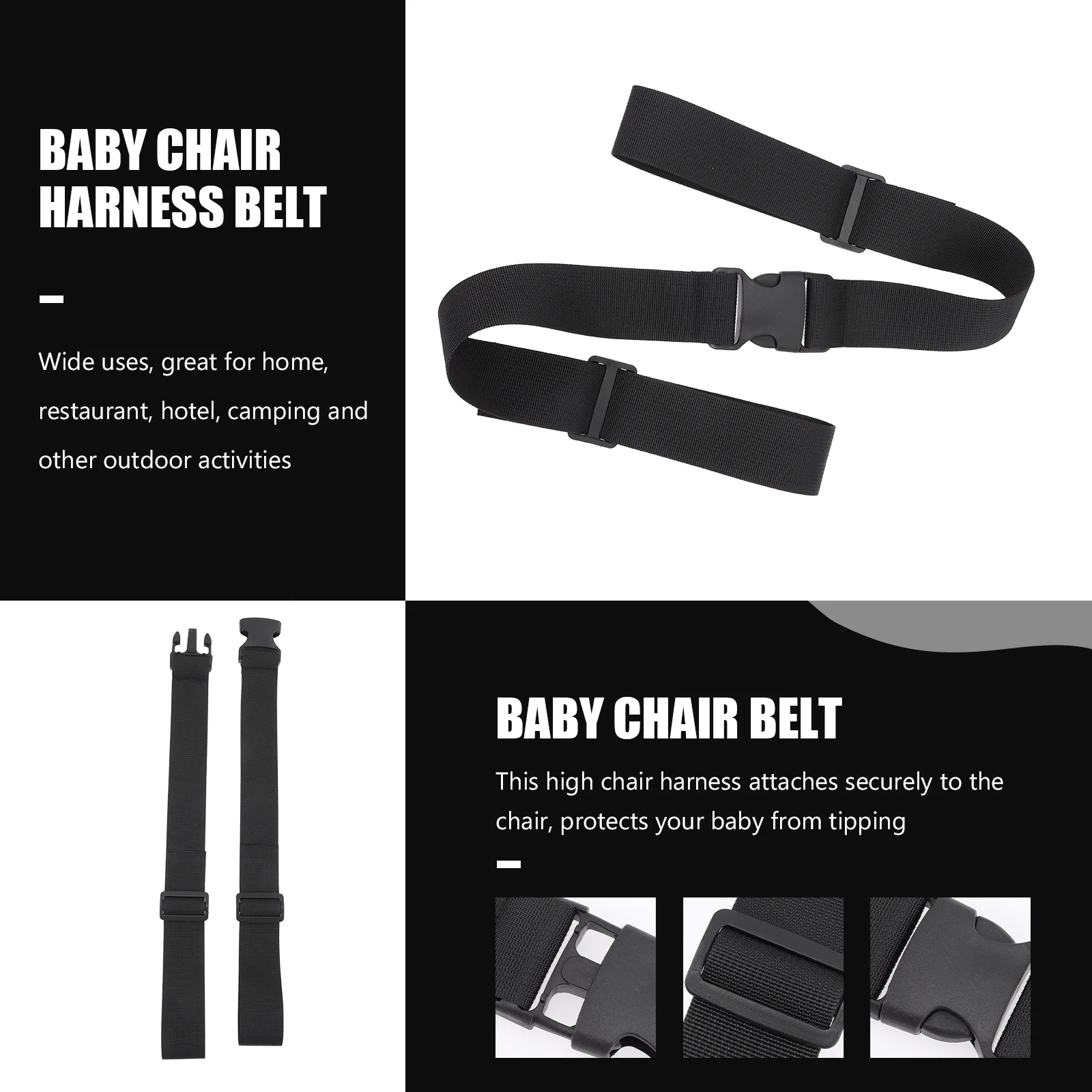 높은 의자 안전 벨트, 아기 필수품, Ceinture Bebe Chaise 블랙 폴리에스터